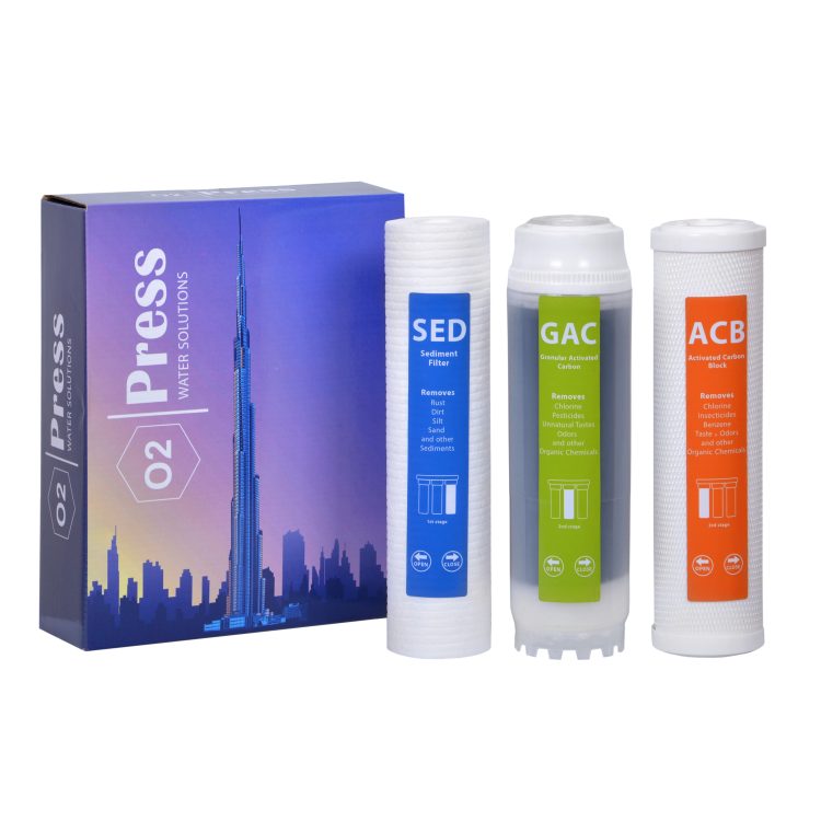 پک فیلتر دستگاه تصفیه آب زیر سینکی O2 Press مدل O2P-3F-HP یا High pack  مجموعه 3 عددی